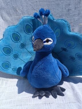 Plush Blue Peacock Soft Toy - Cuddly Kids Stuffed Animal
